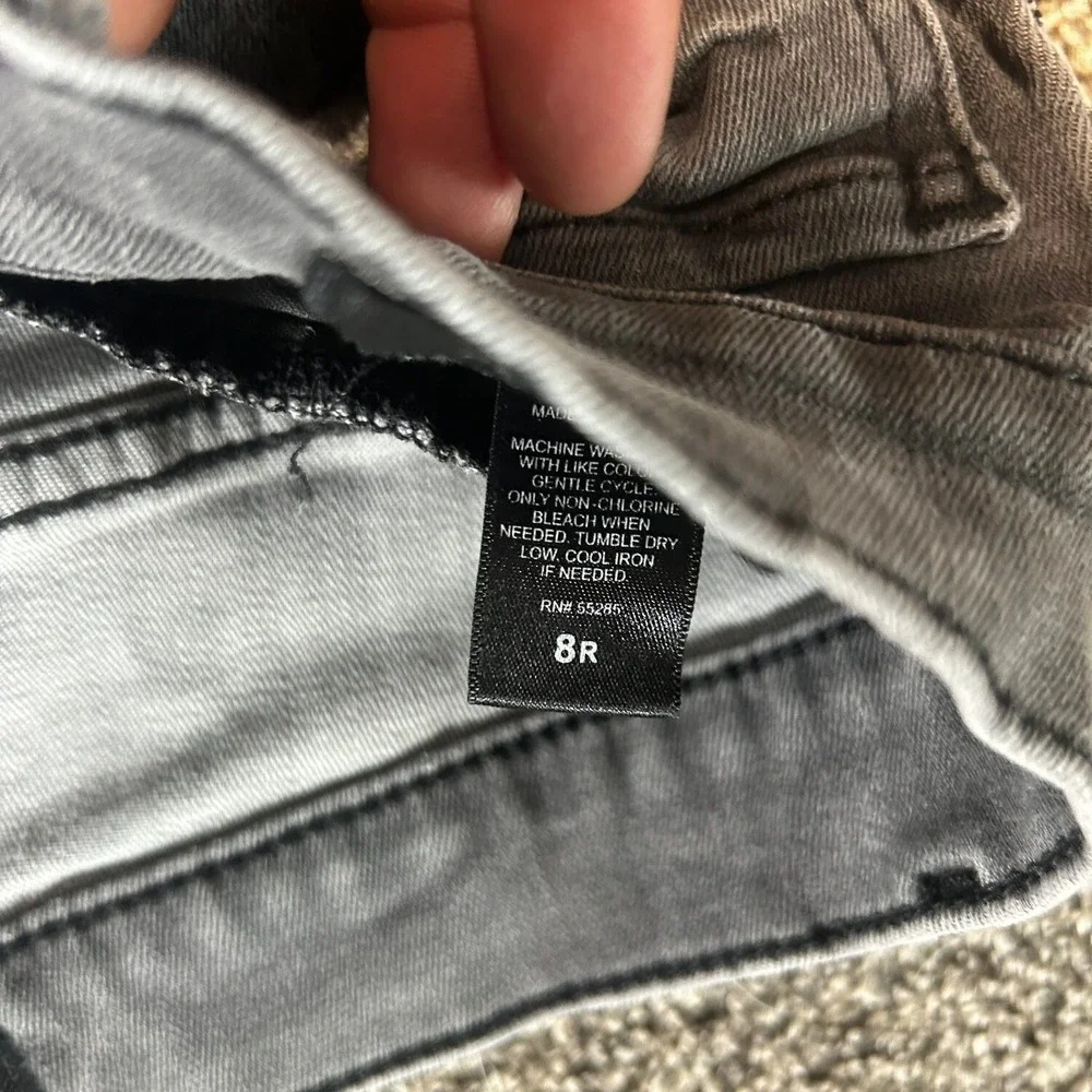 Express Jeans Skinny Womens 8R Gray Good Distressed Knee Raw Hem Faded Denim